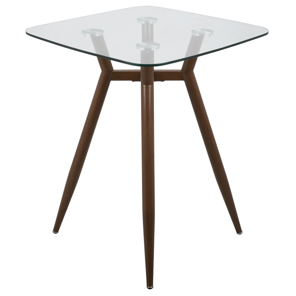 Clara Square Counter Table - Walnut Metal, Clear Glass