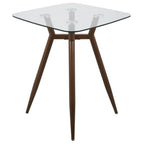 Clara Square Counter Table - Walnut Metal, Clear Glass