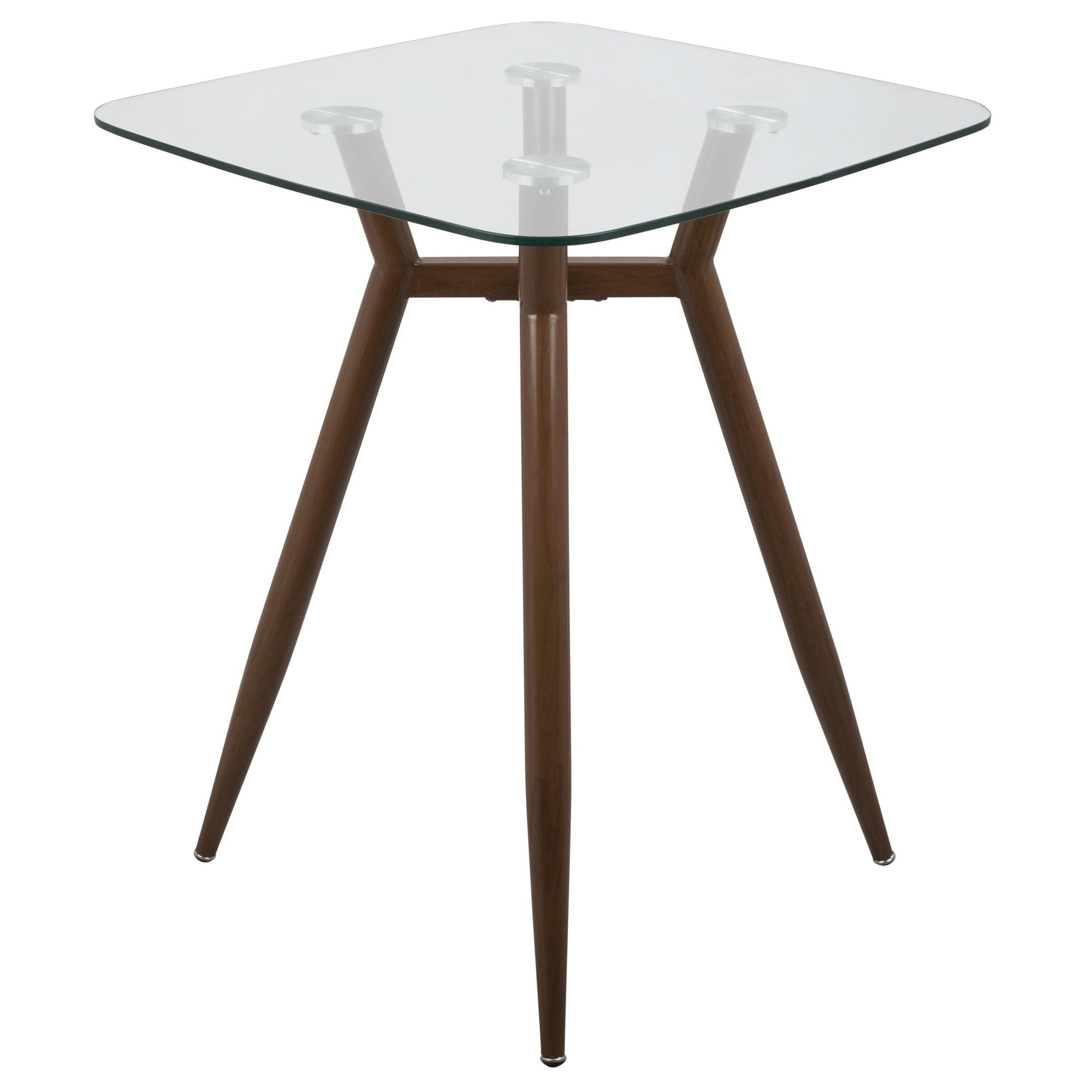 Clara Square Counter Table - Walnut Metal, Clear Glass