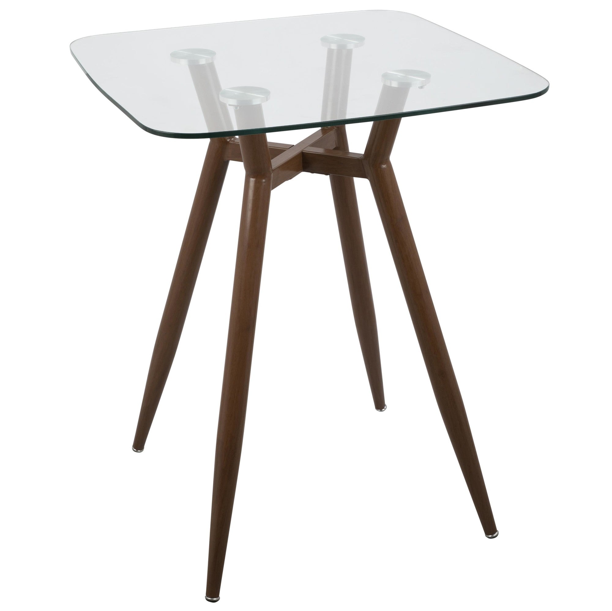 Clara Square Counter Table - Walnut Metal, Clear Glass