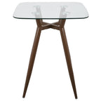 Clara Square Counter Table - Walnut Metal, Clear Glass