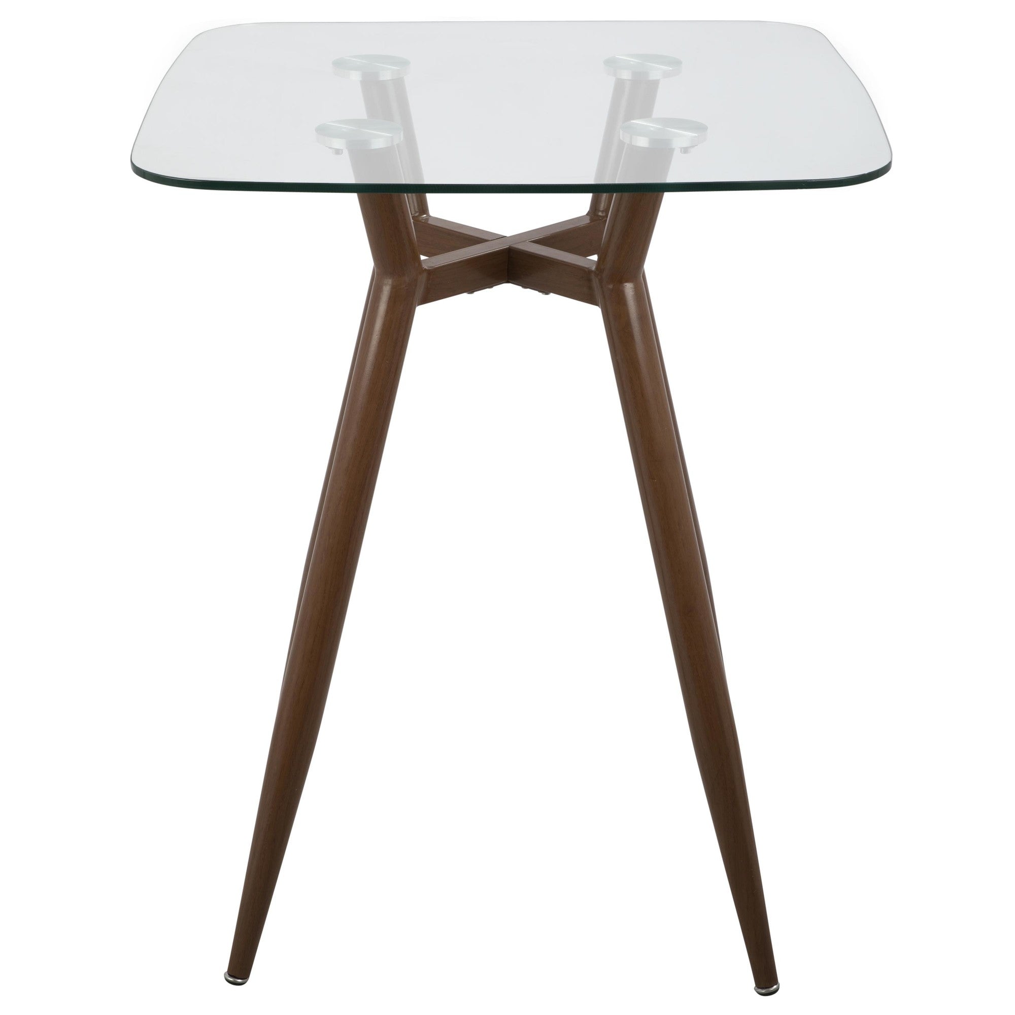 Clara Square Counter Table - Walnut Metal, Clear Glass
