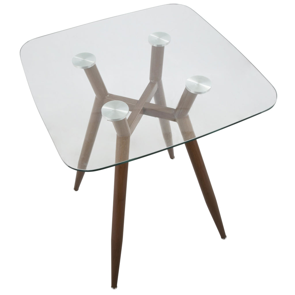 Clara Square Counter Table - Walnut Metal, Clear Glass