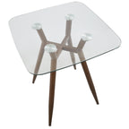 Clara Square Counter Table - Walnut Metal, Clear Glass
