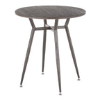 Clara Round Dinette Table - Antique Metal, Espresso Bamboo