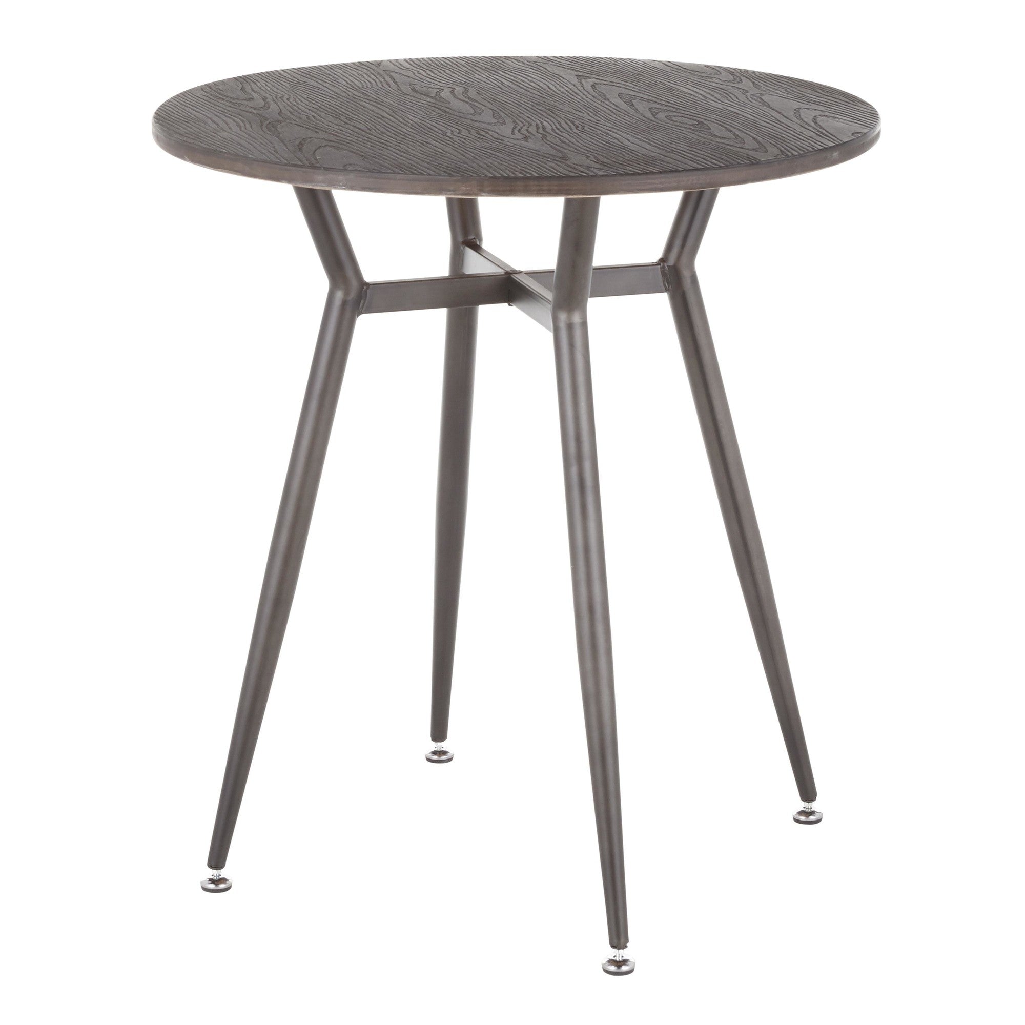 Clara Round Dinette Table - Antique Metal, Espresso Bamboo