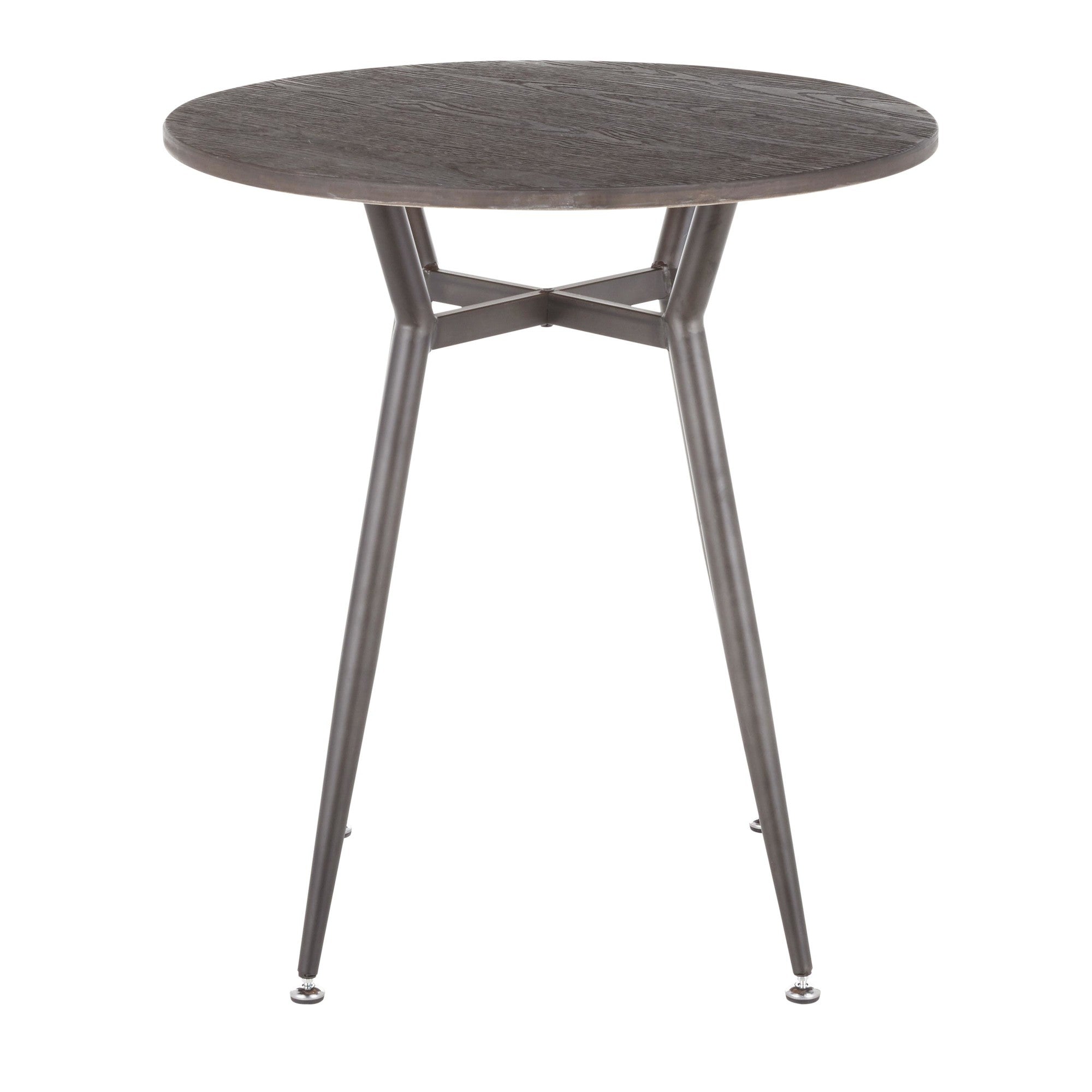 Clara Round Dinette Table - Antique Metal, Espresso Bamboo