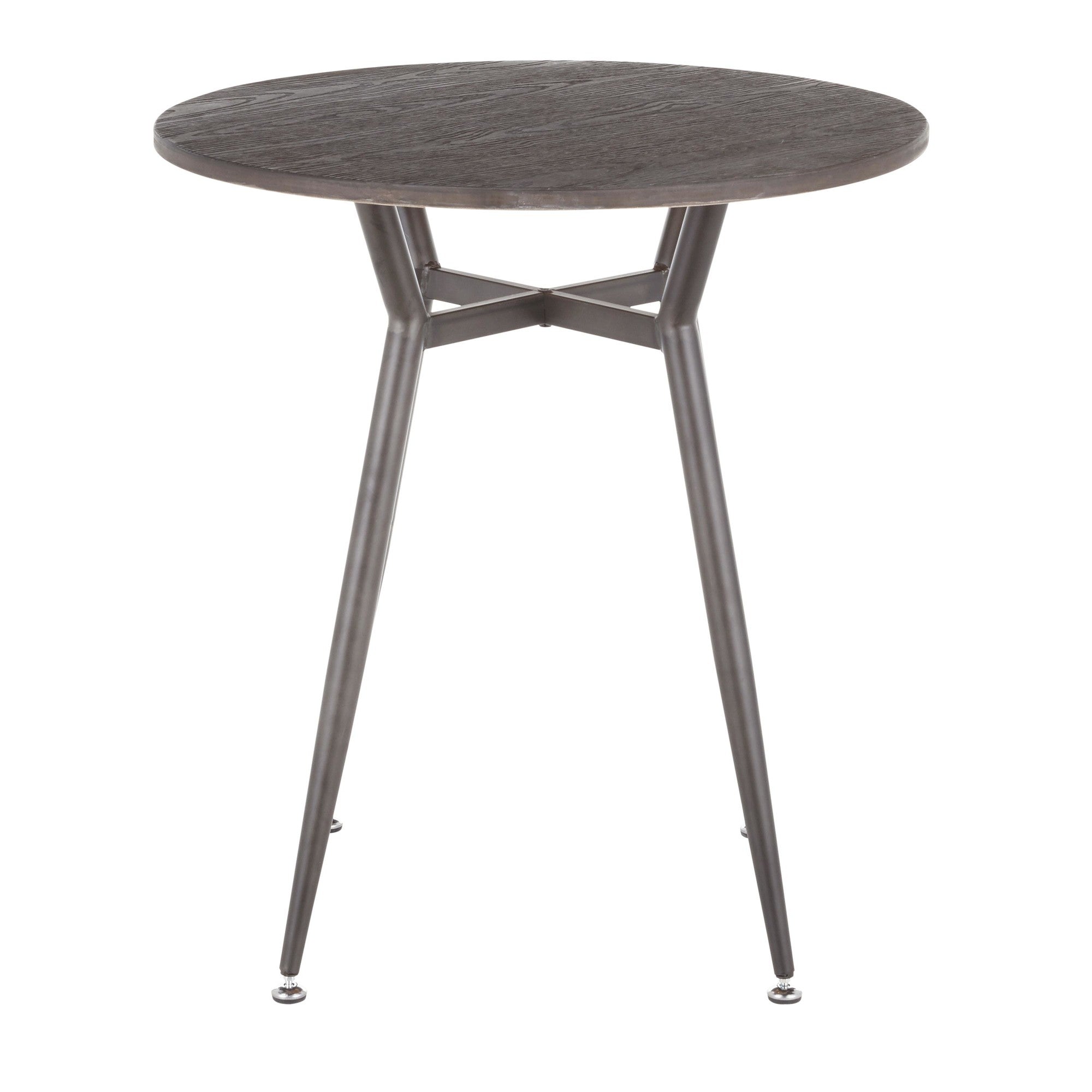 Clara Round Dinette Table - Antique Metal, Espresso Bamboo