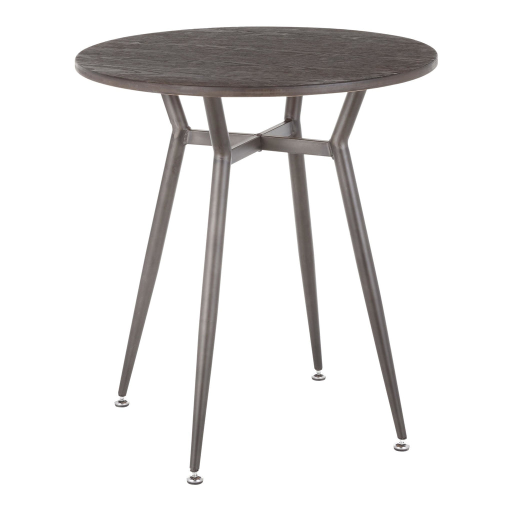 Clara Round Dinette Table - Antique Metal, Espresso Bamboo