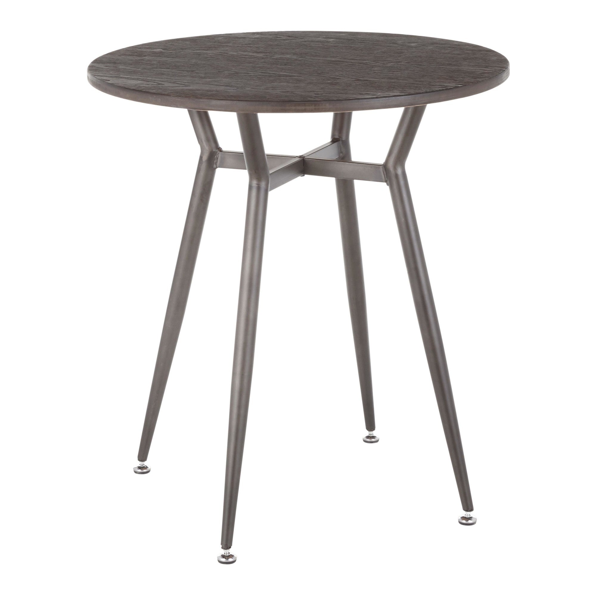 Clara Round Dinette Table - Antique Metal, Espresso Bamboo