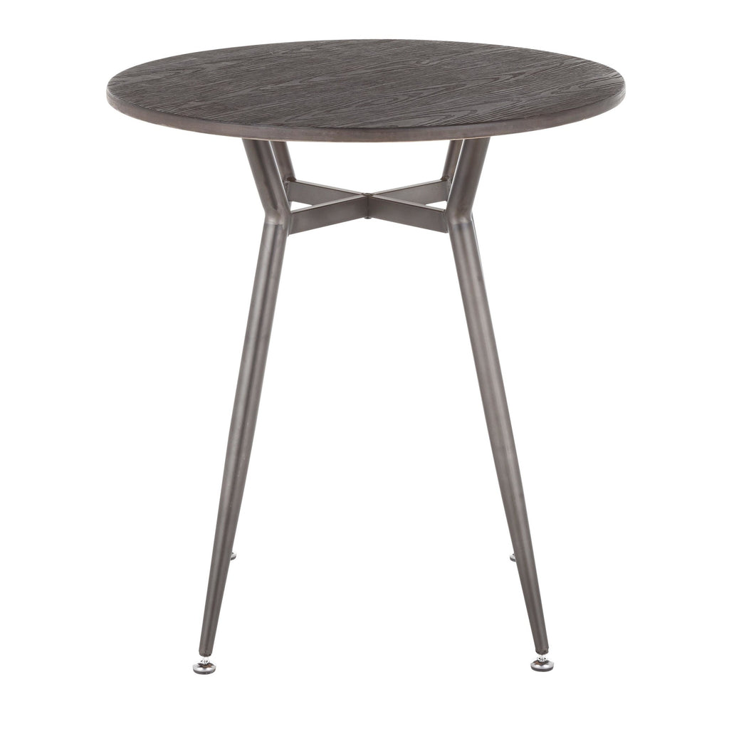 Clara Round Dinette Table - Antique Metal, Espresso Bamboo