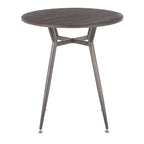 Clara Round Dinette Table - Antique Metal, Espresso Bamboo