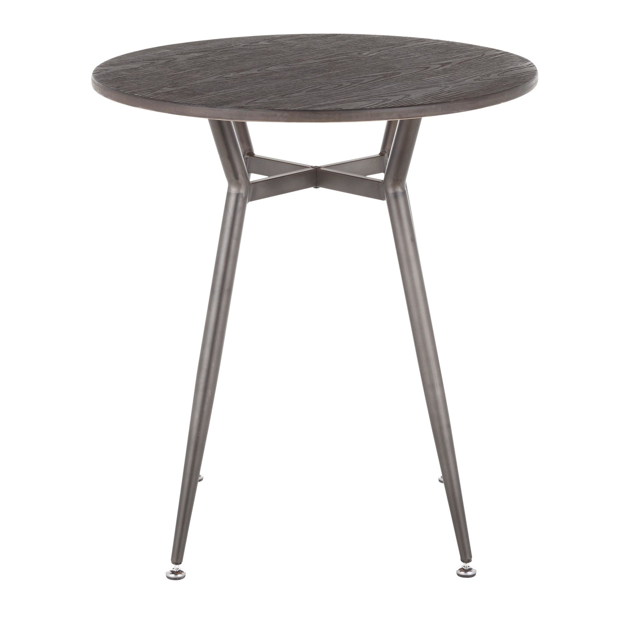 Clara Round Dinette Table - Antique Metal, Espresso Bamboo