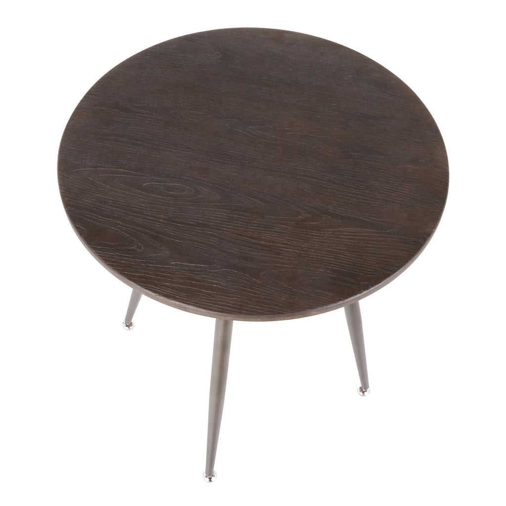 Clara Round Dinette Table - Antique Metal, Espresso Bamboo