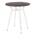 Clara Round Dinette Table - Vintage White Metal, Espresso Bamboo