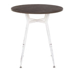 Clara Round Dinette Table - Vintage White Metal, Espresso Bamboo