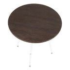 Clara Round Dinette Table - Vintage White Metal, Espresso Bamboo