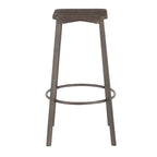 Clara Square 30" Fixed-Height Barstool - Set of 2 - Antique Metal, Espresso Bamboo