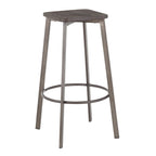 Clara Square 30" Fixed-Height Barstool - Set of 2 - Antique Metal, Espresso Bamboo