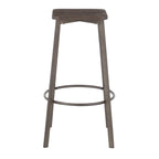 Clara Square 30" Fixed-Height Barstool - Set of 2 - Antique Metal, Espresso Bamboo