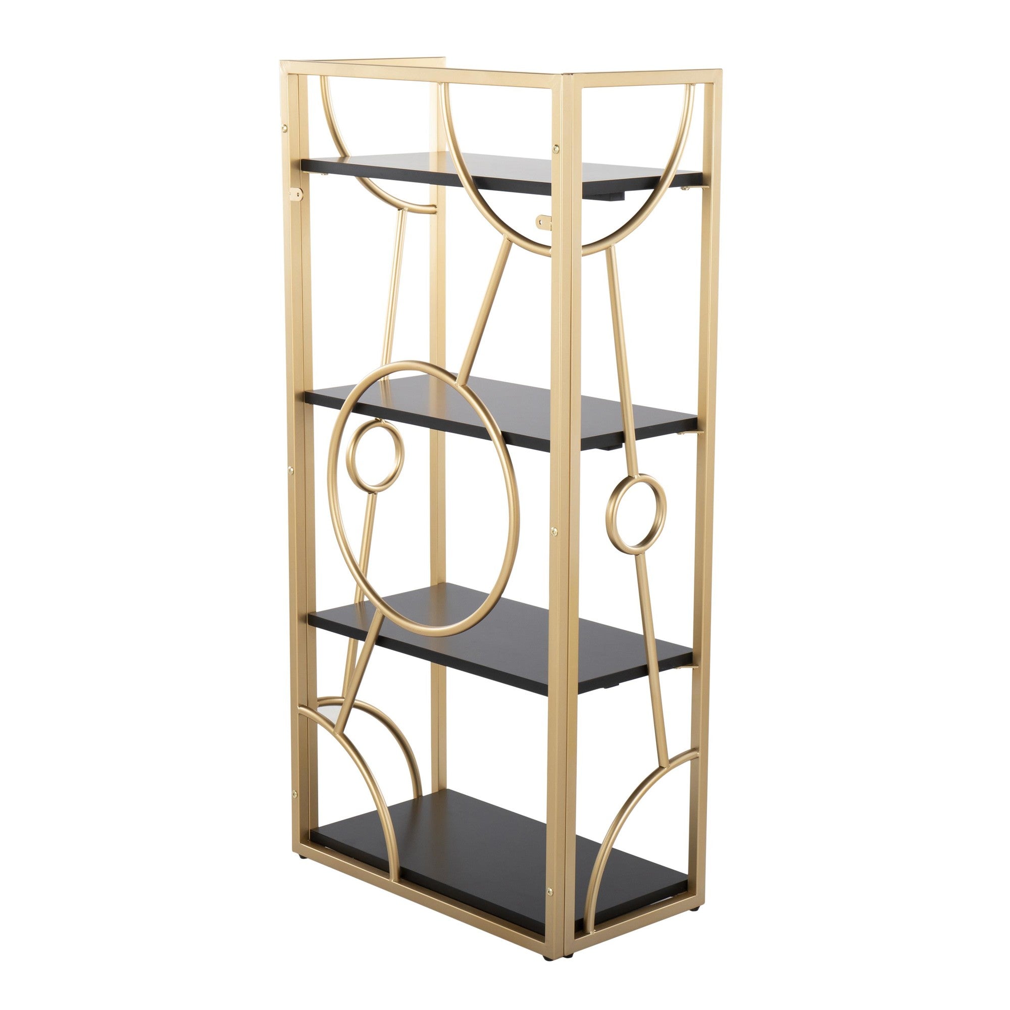 Constellation Bookcase - Gold Metal, Black MDF