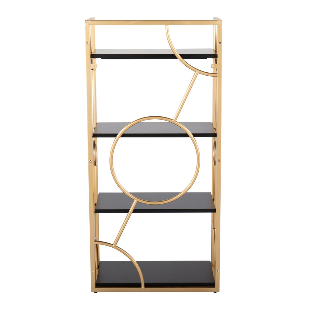 Constellation Bookcase - Gold Metal, Black MDF