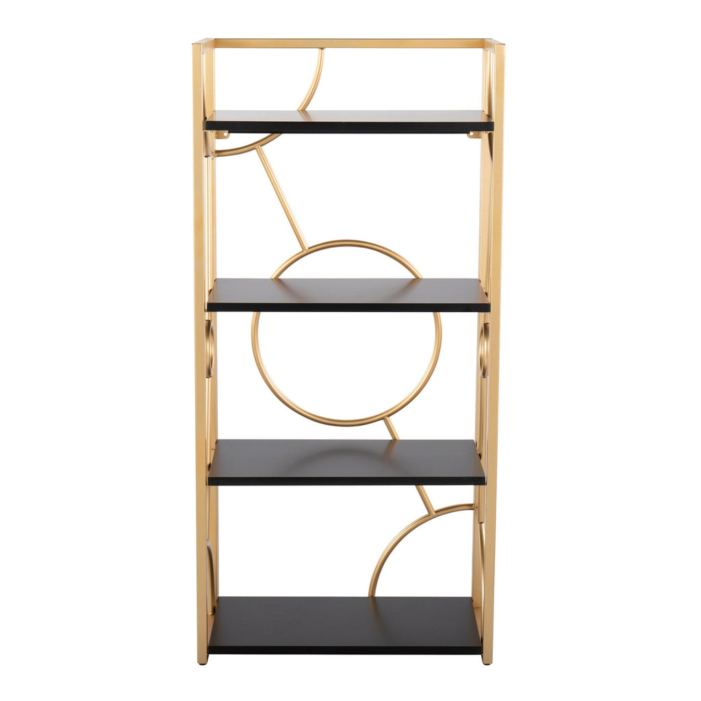 Constellation Bookcase - Gold Metal, Black MDF