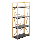Constellation Bookcase - Gold Metal, Black MDF