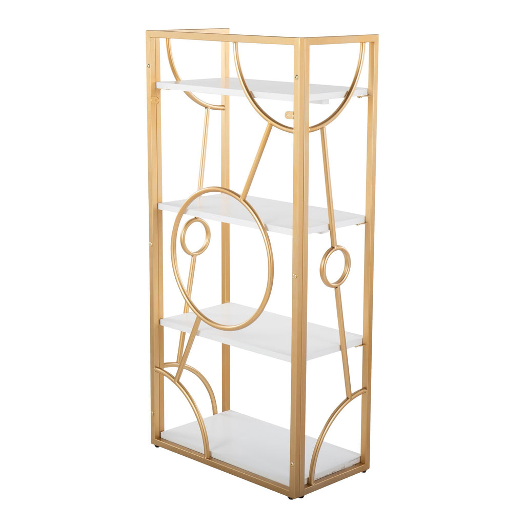 Constellation Bookcase - Gold Metal, White MDF
