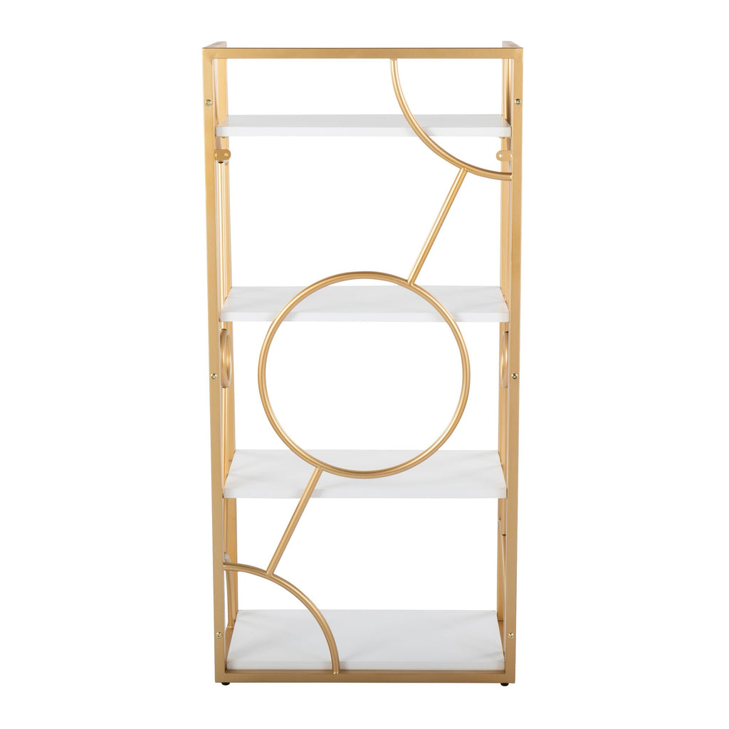 Constellation Bookcase - Gold Metal, White MDF