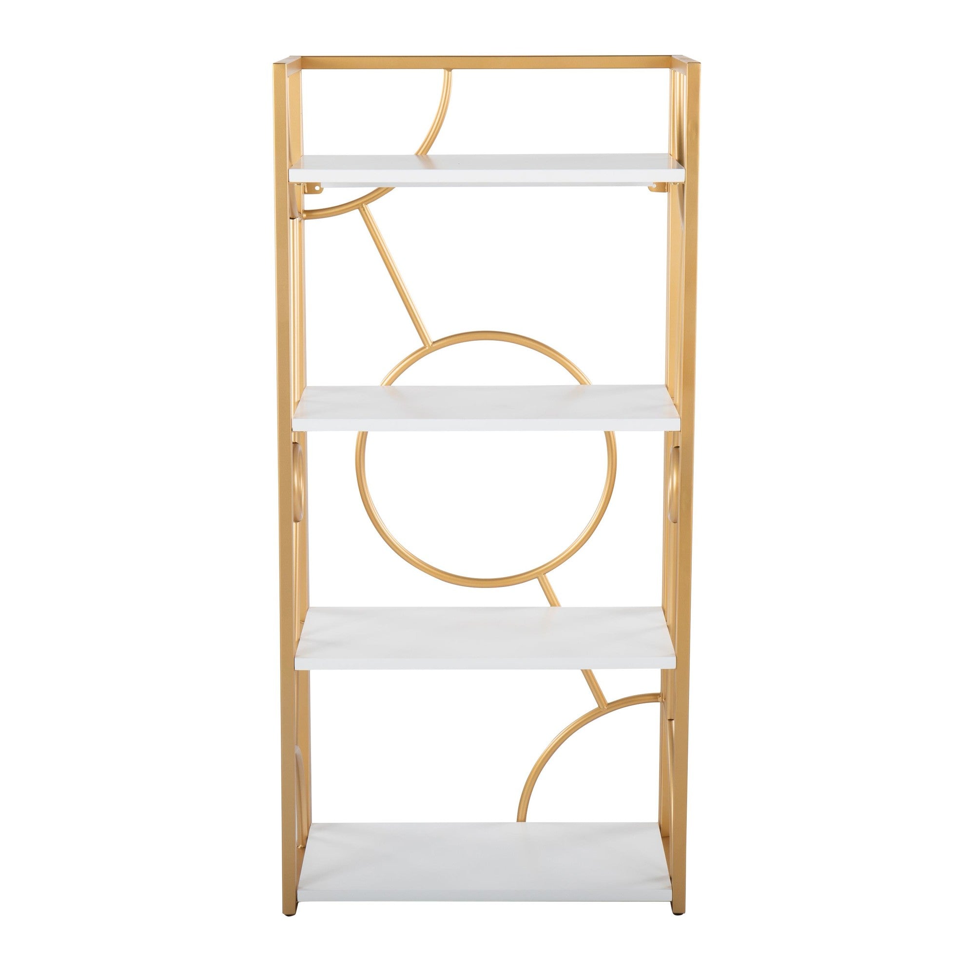 Constellation Bookcase - Gold Metal, White MDF