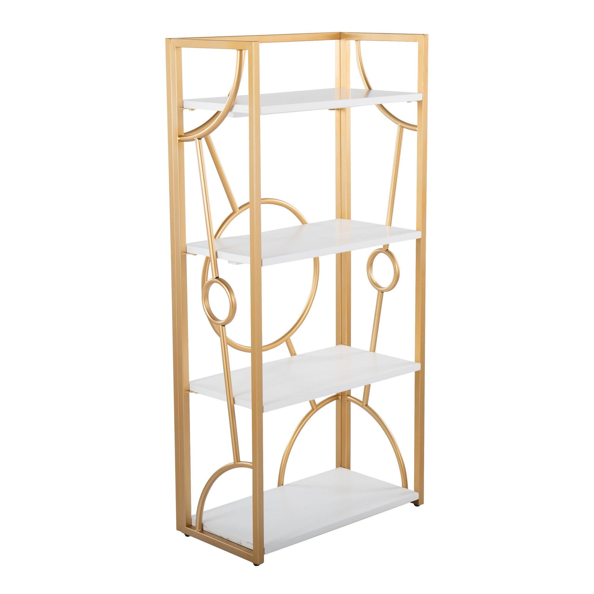 Constellation Bookcase - Gold Metal, White MDF