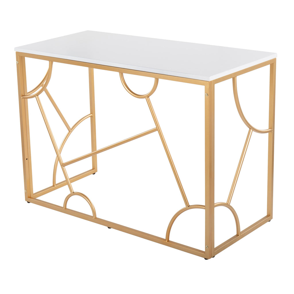 Constellation Desk - Gold Metal, White MDF