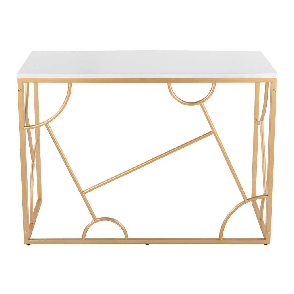 Constellation Desk - Gold Metal, White MDF