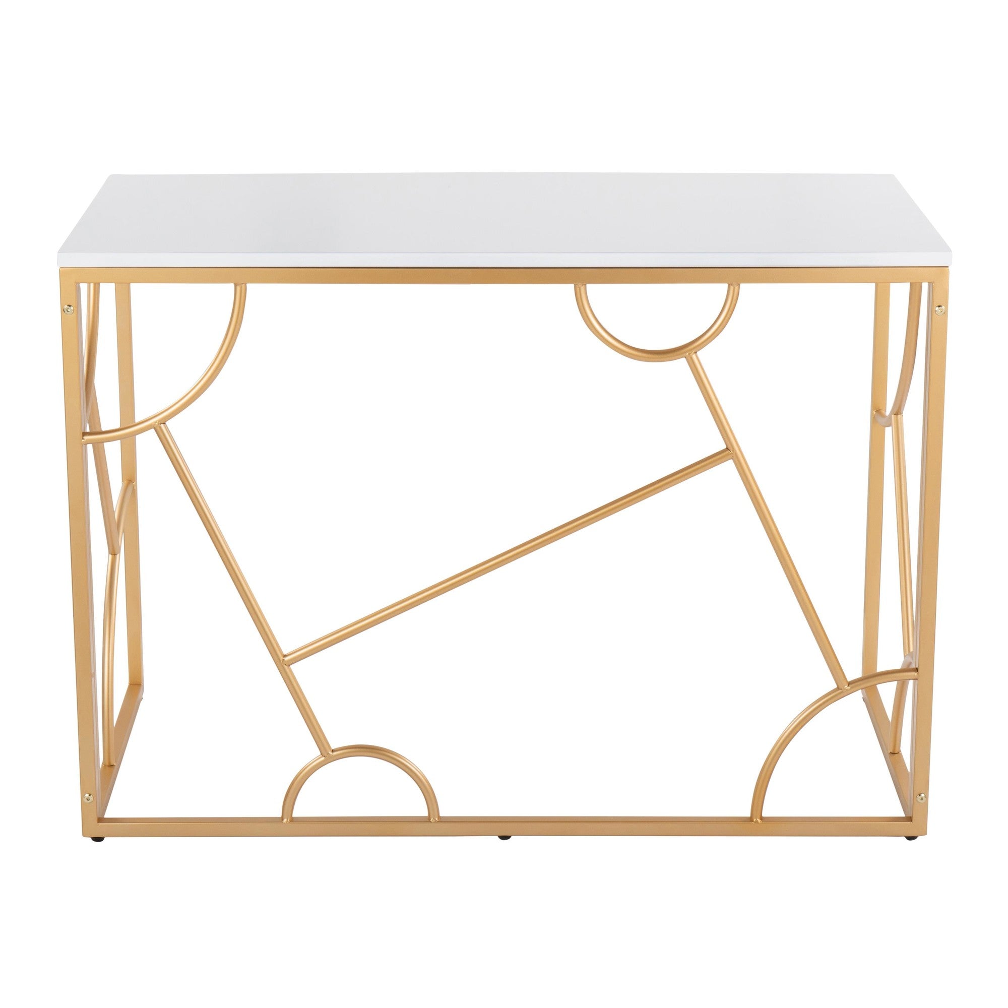Constellation Desk - Gold Metal, White MDF