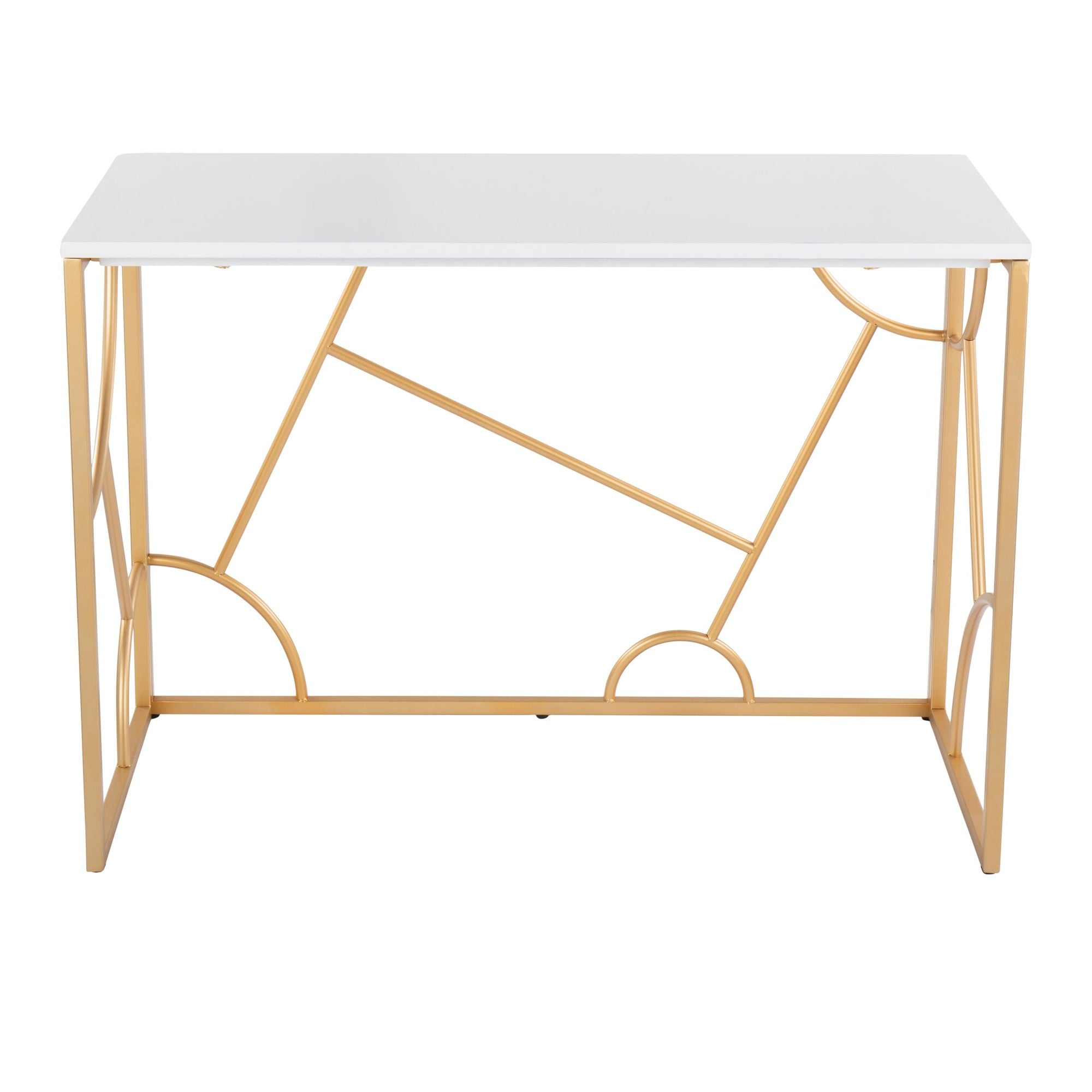 Constellation Desk - Gold Metal, White MDF