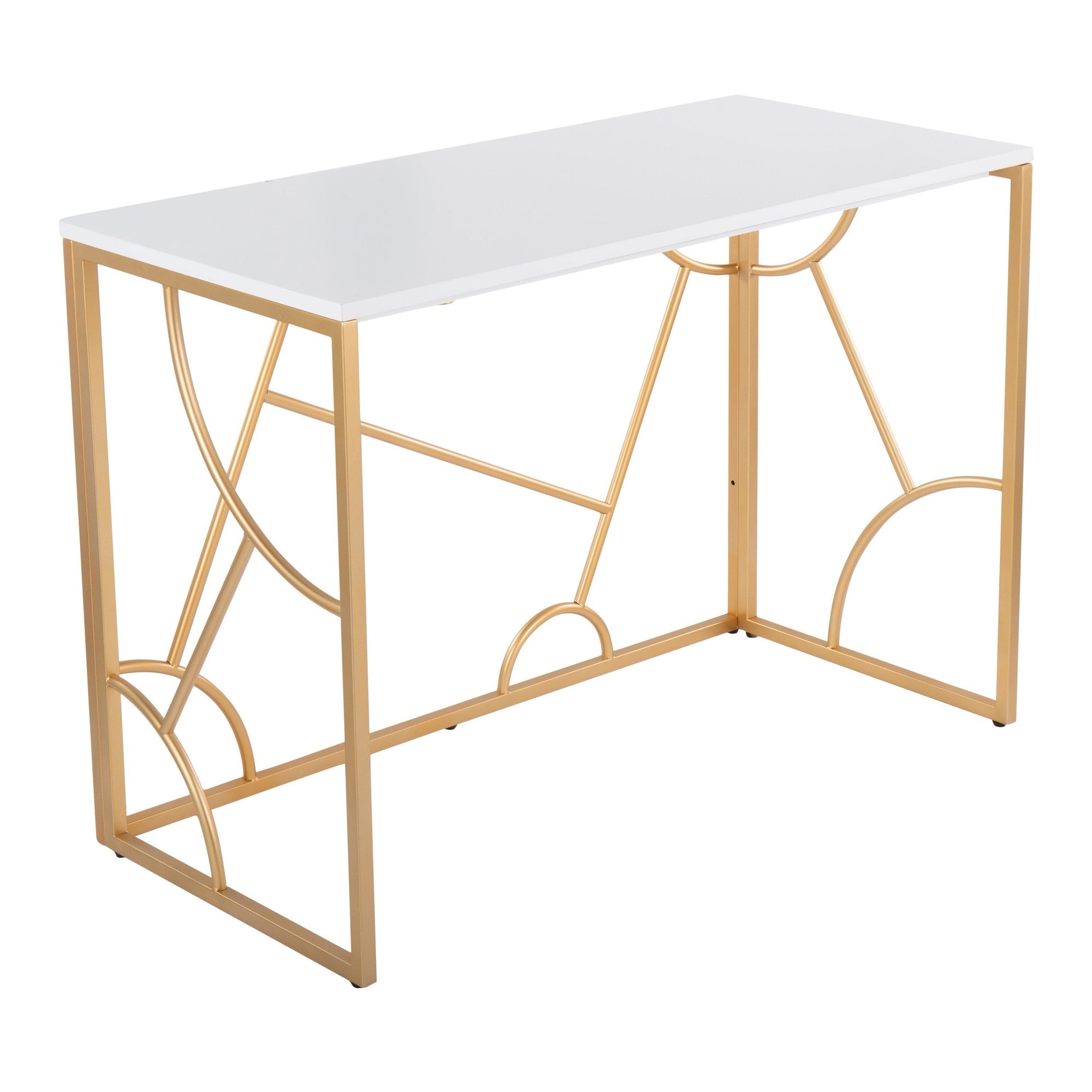 Constellation Desk - Gold Metal, White MDF