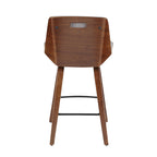 Corazza 26" Fixed-Height Counter Stool - Walnut Wood, Light Grey Fabric, Black Metal