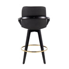 Cosmo 26" Fixed-Height Counter Stool - Set of 2 - Black Wood, Gold Metal, Black PU