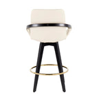 Cosmo 26" Fixed-Height Counter Stool - Set of 2 - Black Wood, Gold Metal, Cream PU