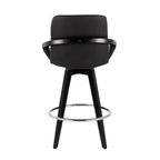 Cosmo 26" Fixed-Height Counter Stool - Set of 2 - Black Wood, Chrome, Black PU