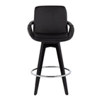 Cosmo 26" Fixed-Height Counter Stool - Set of 2 - Black Wood, Chrome, Black PU