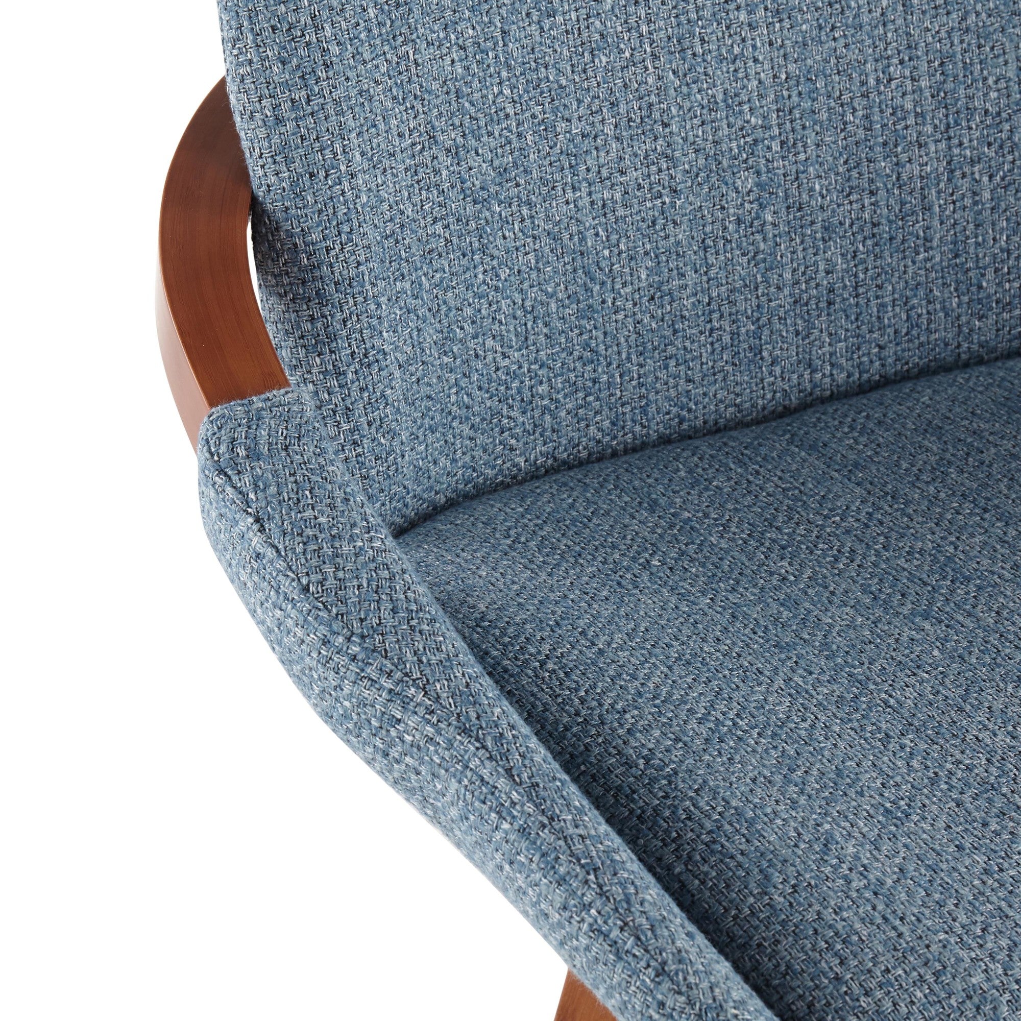 Cosmo 26" Fixed-Height Counter Stool - Walnut Bamboo, Blue Noise Fabric, Black Metal