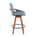 Cosmo 26" Fixed-Height Counter Stool - Walnut Bamboo, Blue Noise Fabric, Black Metal
