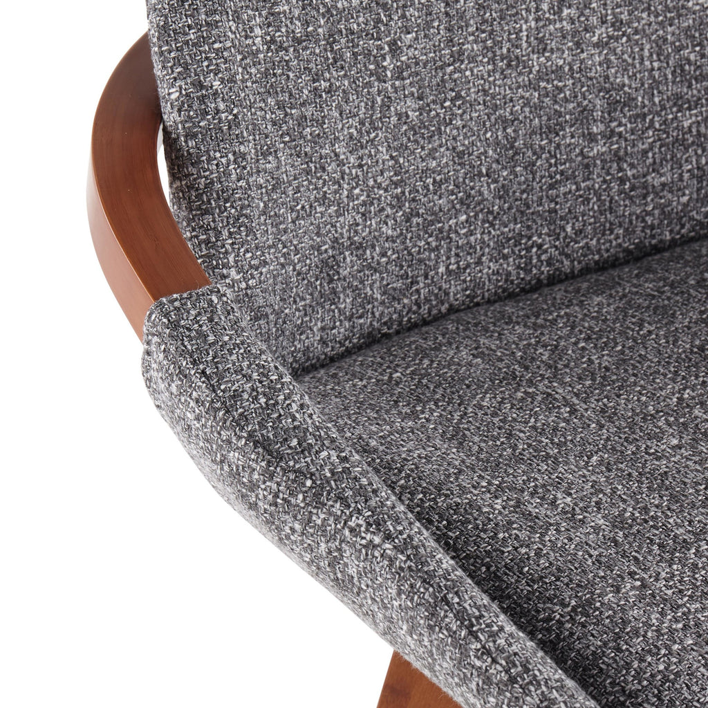 Cosmo 26" Fixed-Height Counter Stool - Walnut Bamboo, Grey Noise Fabric, Black Metal