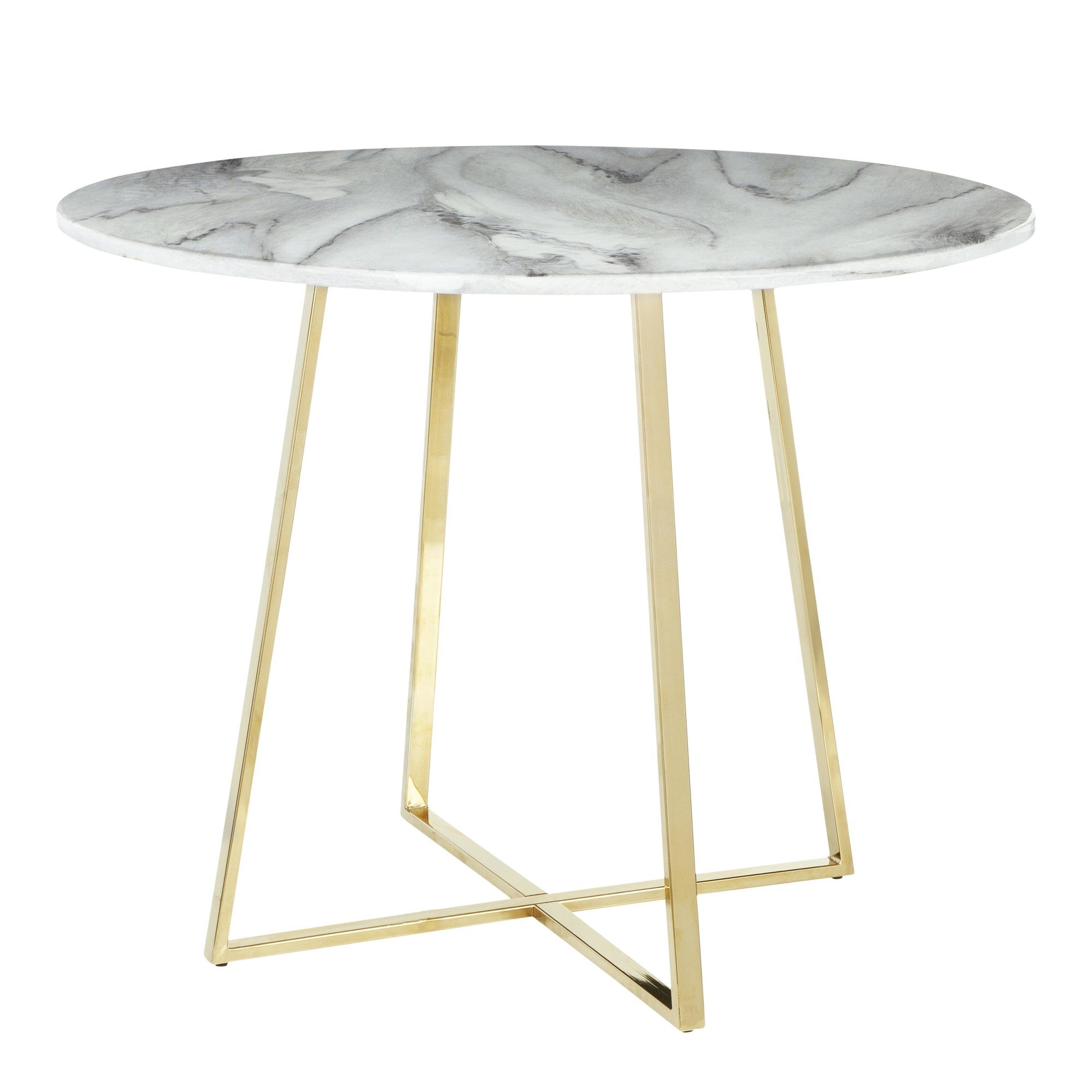 Cosmo Dining Table - Gold Metal, White Marble
