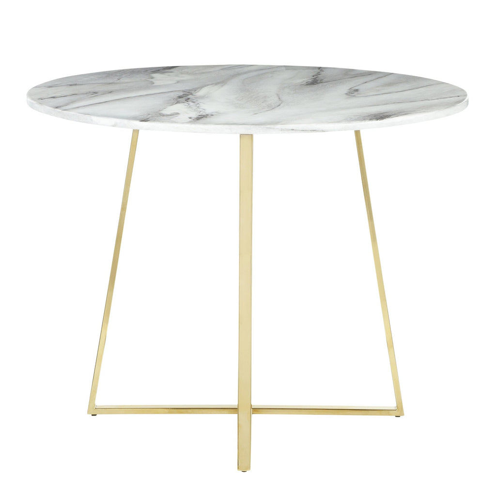 Cosmo Dining Table - Gold Metal, White Marble