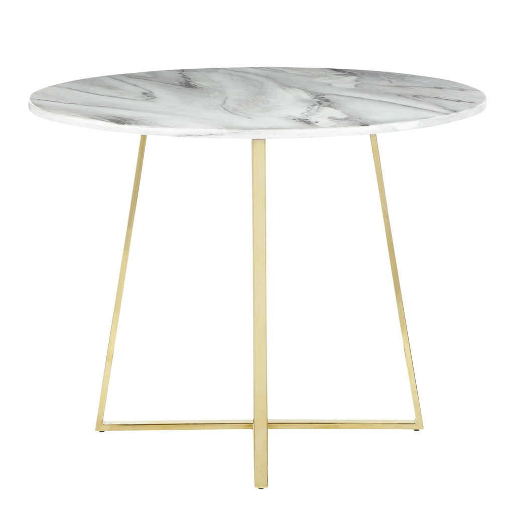 Cosmo Dining Table - Gold Metal, White Marble
