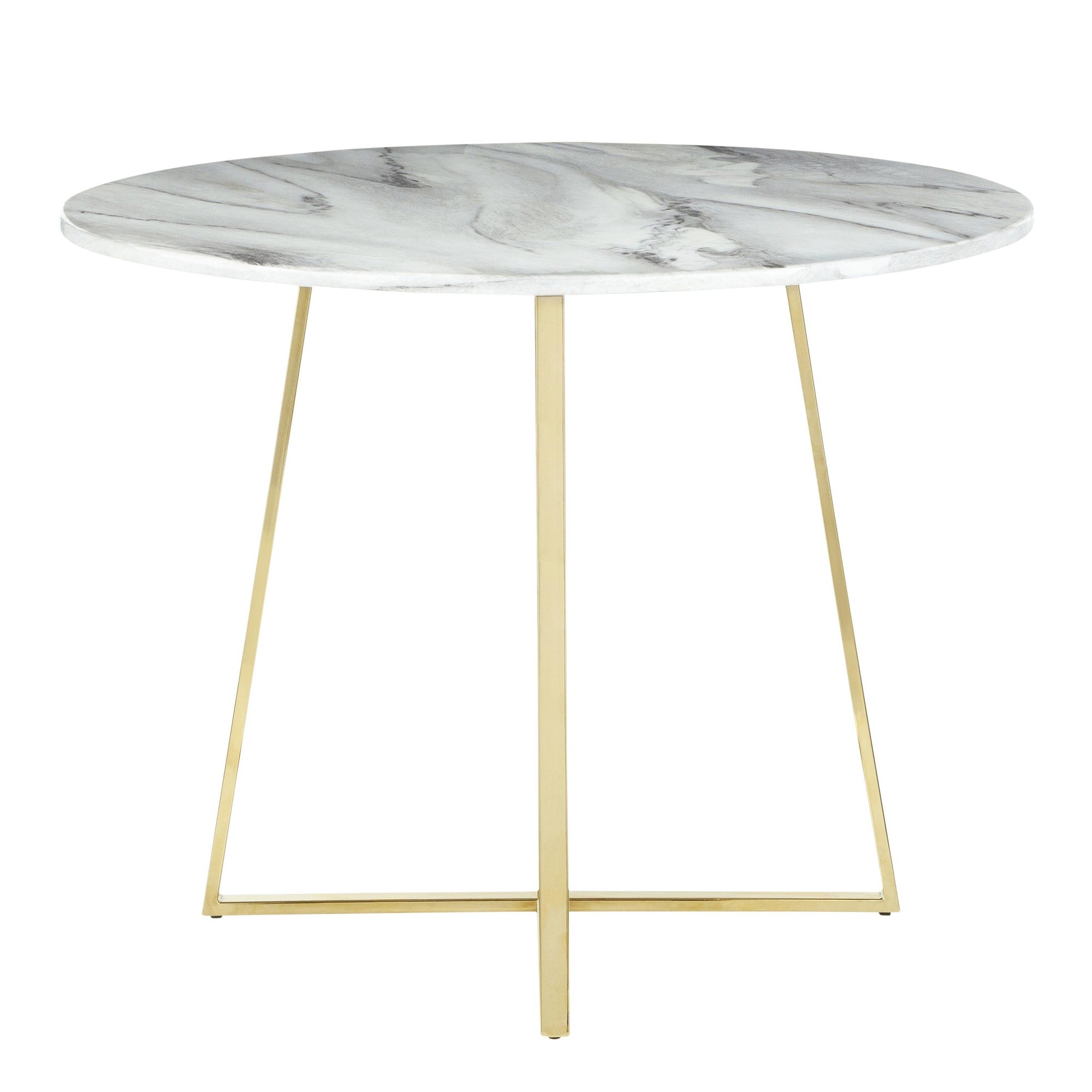 Cosmo Dining Table - Gold Metal, White Marble