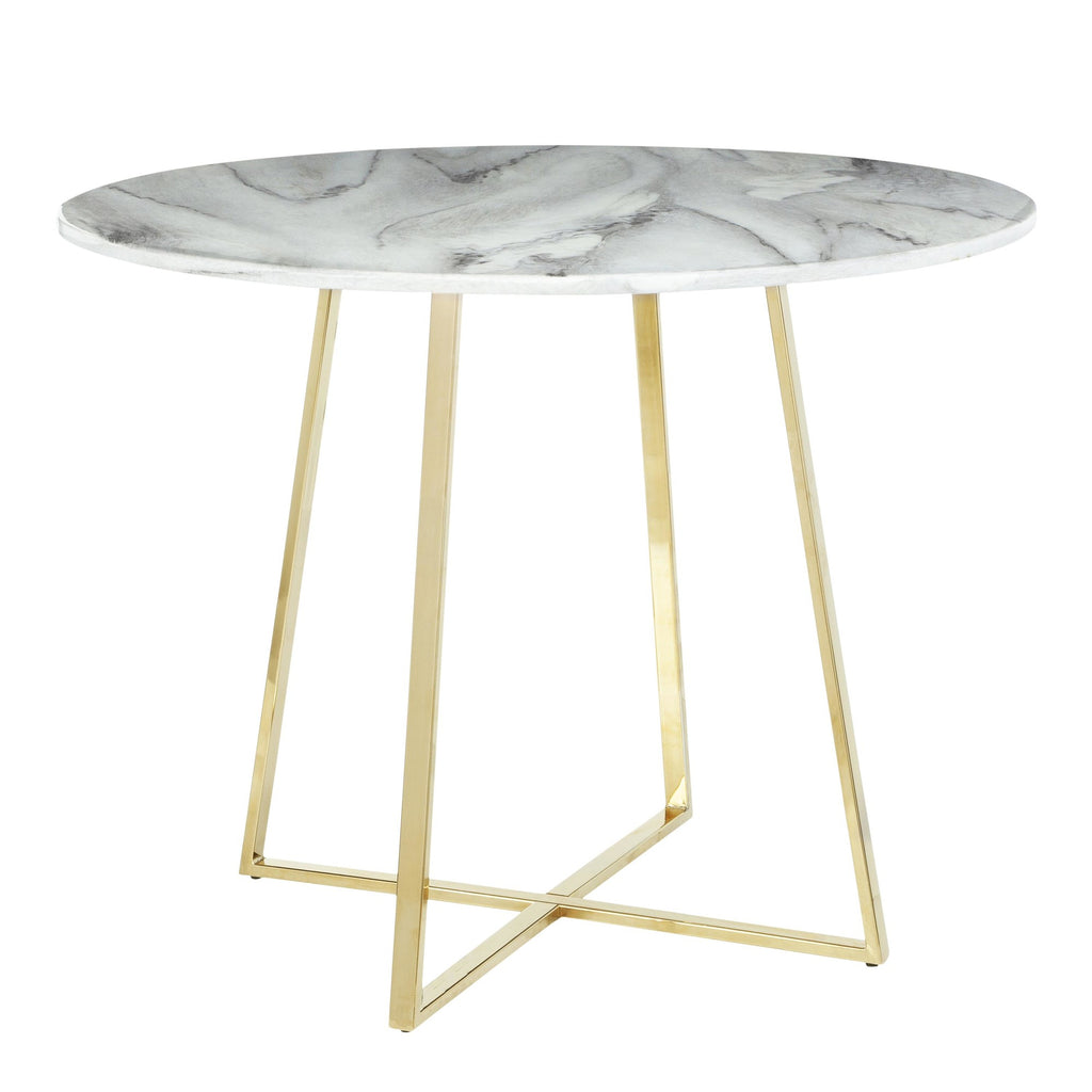 Cosmo Dining Table - Gold Metal, White Marble